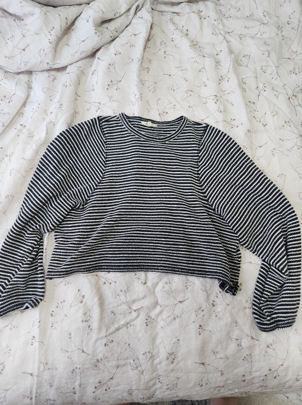Madewell black white striped cotton long sleeve shirt medium